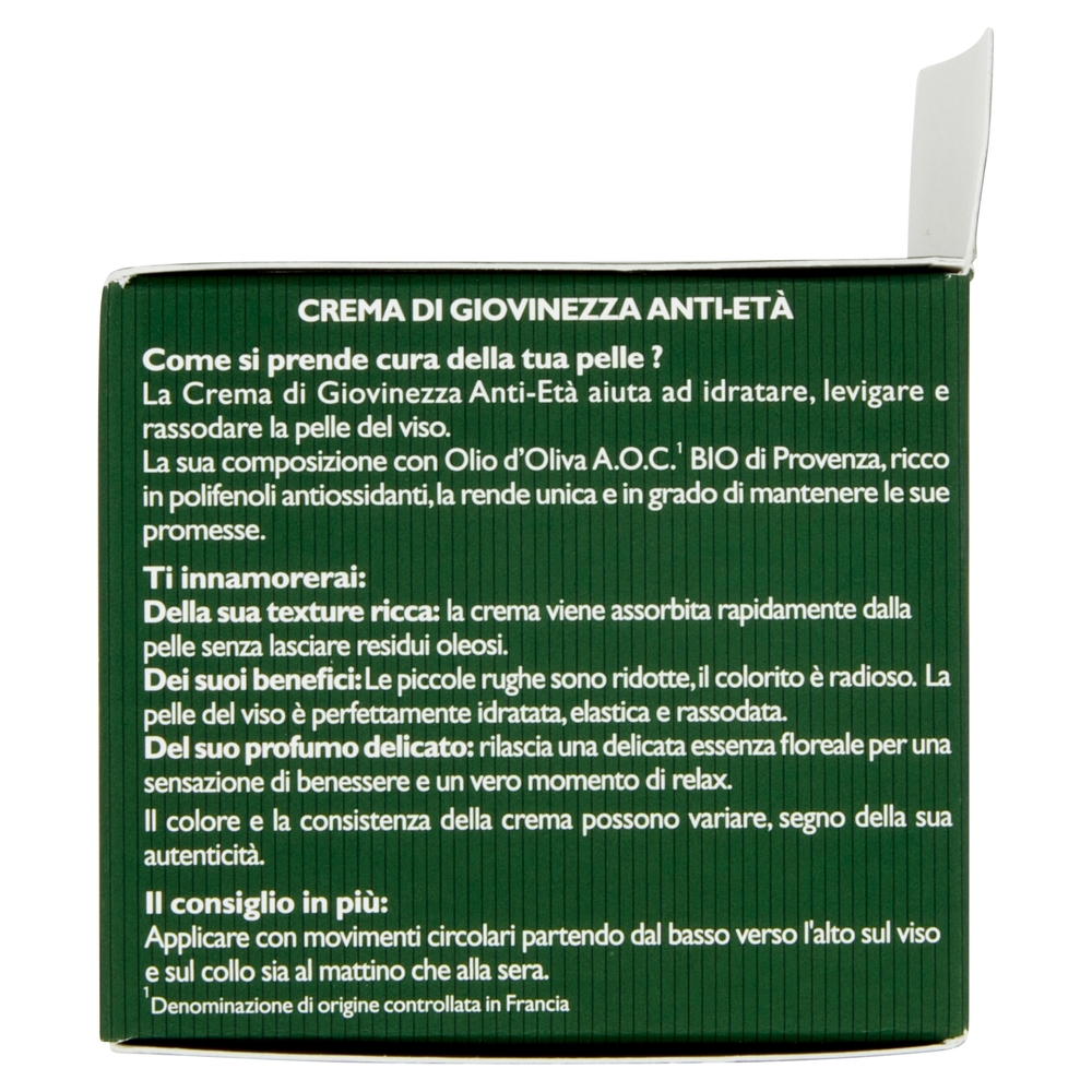 Tesori di Provenza Crema Viso Anti-età Giorno, con Olio d'Oliva Biologico, Ricco in Polifenoli, 50ml